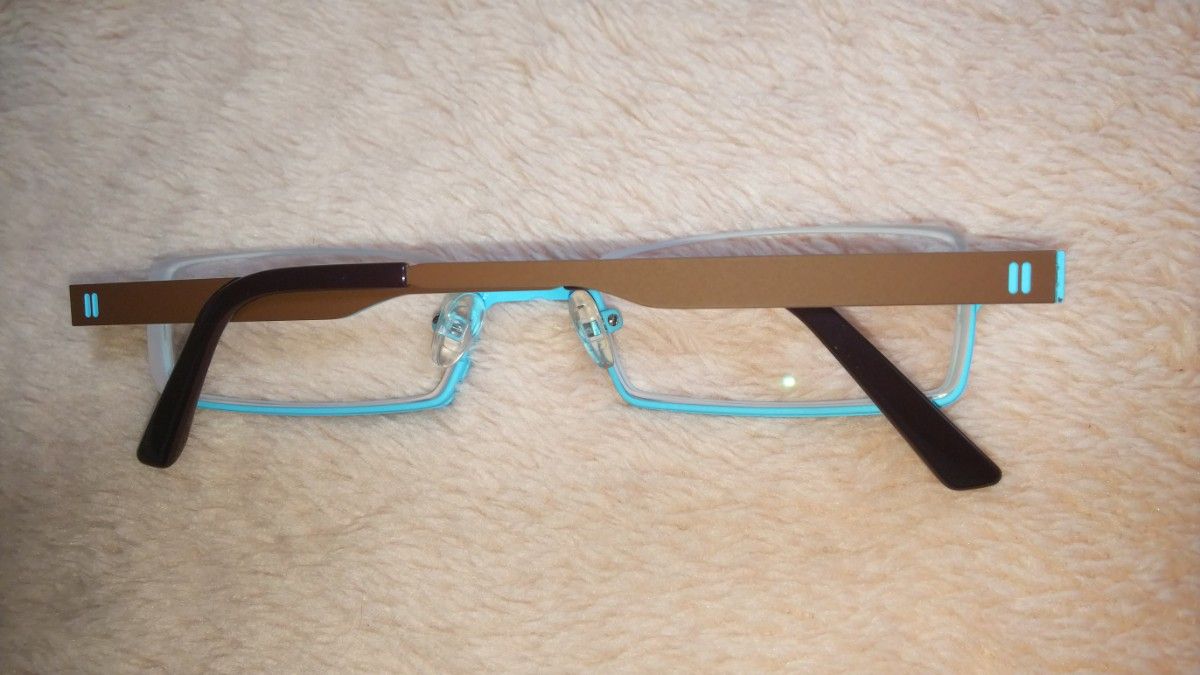 新品未使用 ハーフリム バイカラー 配色 可愛い メガネフレーム 度付き 度入り 度あり 眼鏡 近視 -8.00