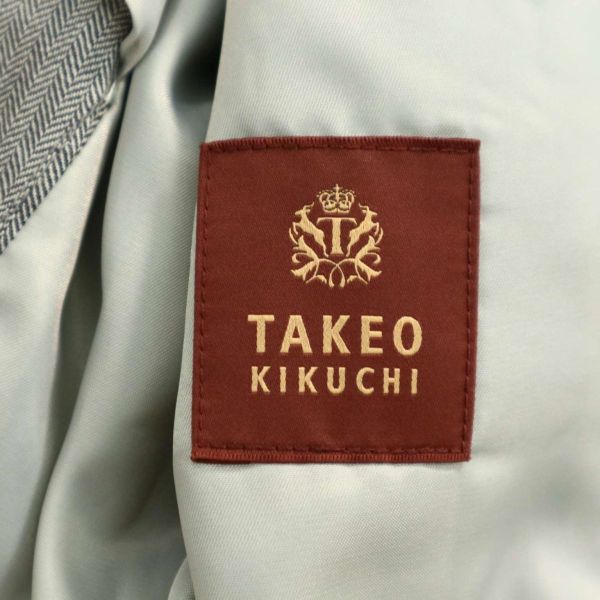 TAKEO KIKUCHI タケオキクチ 春夏 背抜き★ 麻 リネン ヘリンボーン アンコン ジャケット Sz.3　メンズ グレー　A3T00497_1#O_画像6