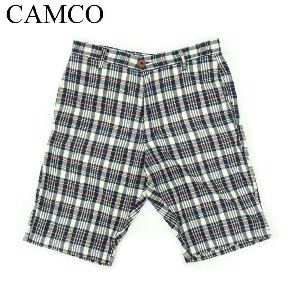 CAMCO カムコ 春夏 チェック柄★ コットン ハーフ ショート パンツ Sz.M　メンズ　A2B03762_8#P_画像1