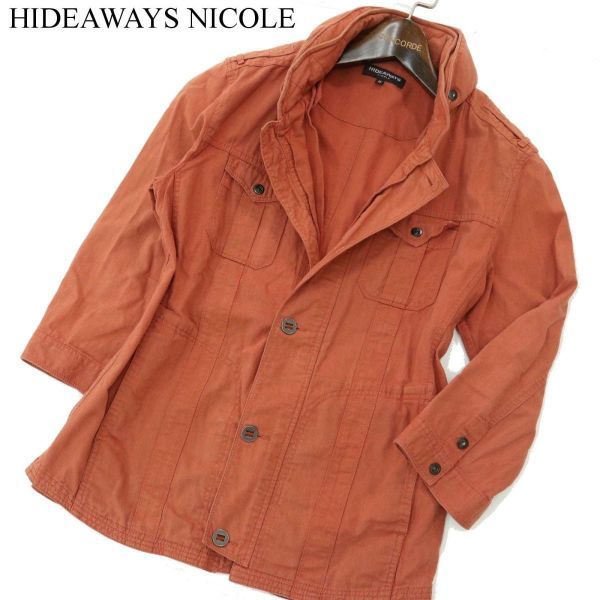 HIDEAWAYS NICOLE ハイダウェイ ニコル 春夏 襟ワイヤー★ フード収納 7分袖 ワーク シャツ ジャケット Sz.48　メンズ　A3T07193_6#M_画像1