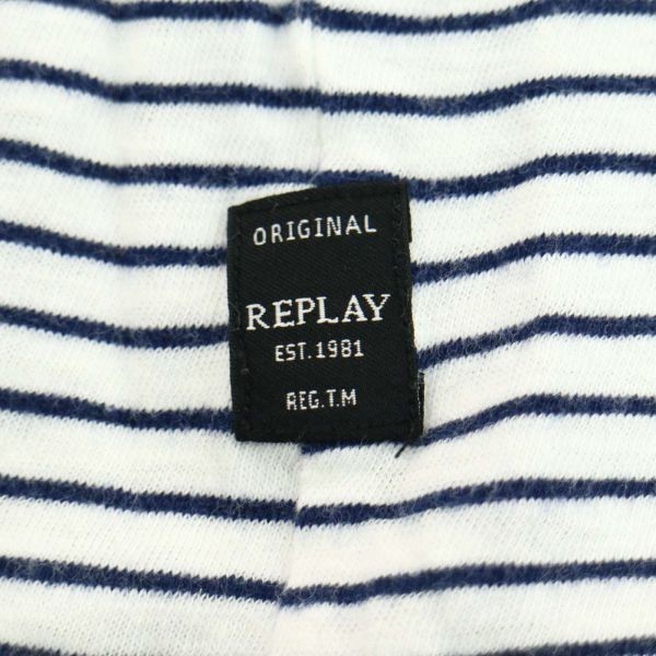 REPLAY リプレイ 春夏 ボーダー★ 半袖 ポケット カットソー Tシャツ Sz.M　メンズ　A2T09284_8#D_画像5