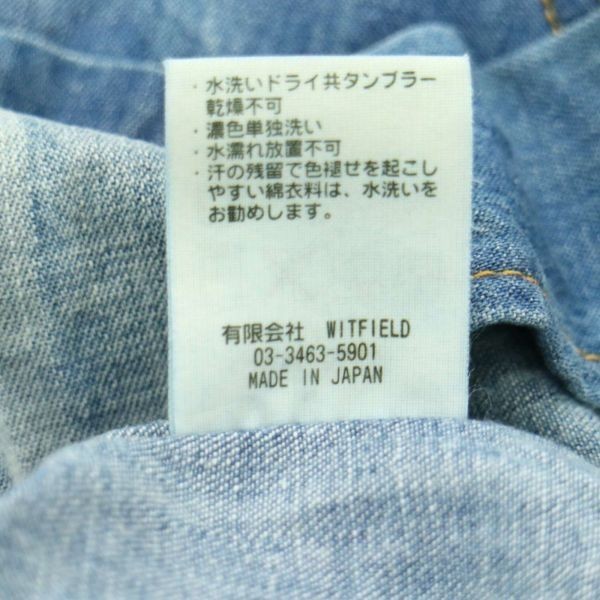 MR.OLIVE ミスターオリーブ 春夏 USED加工★ コンチョボタン 7分袖 デニム シャツ Sz.M メンズ 日本製 A2T09292_8#Aの画像6