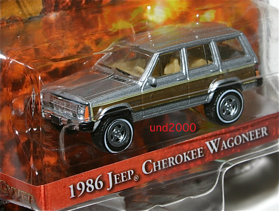 Greenlight приключение ..makgai балка 1/64 1986 Jeep Cherokee Wagoneer Jeep Cherokee Wagonia MacGyver зеленый свет 