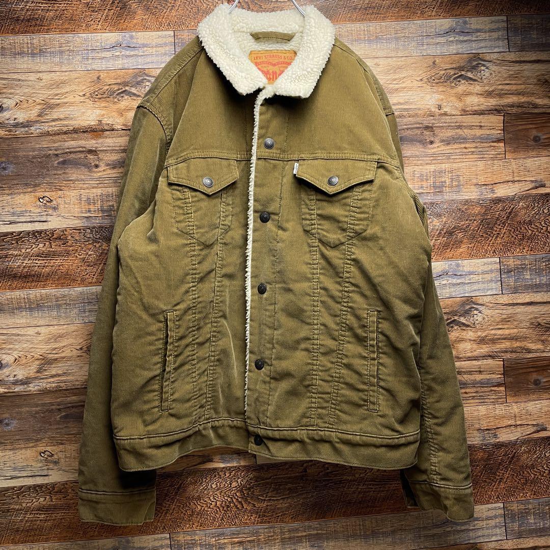 Levi's リーバイス コーデュロイジャケット 古着 ベージュ キャメル サンドカーキ コールテンジャケット メンズ l 白タブ ボア