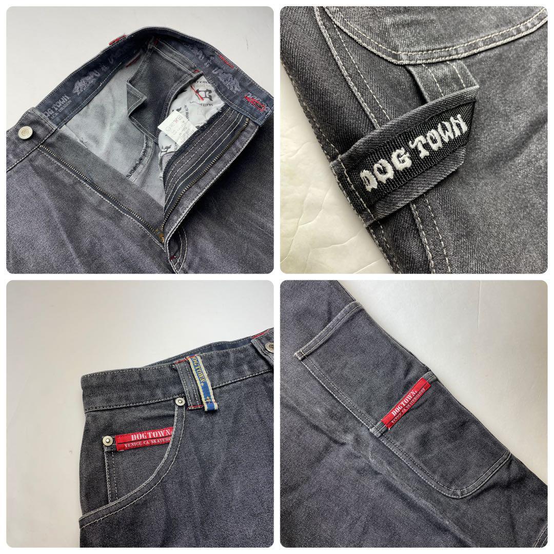 DOG TOWN ドッグタウン ブラックデニム 黒 極太 刺繍 b系 DOG TOWN ドッグタウン ブラックデニム 黒 極太 刺繍 b系