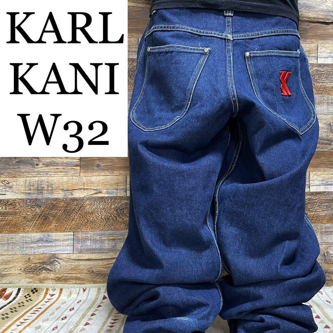 KARL KANI カールカナイ バギーデニム バギージーンズ ストリート オーバーサイズ w32 b系 刺繍 y2k 古着 メンズ Gパン ジーパン  青 ブルー