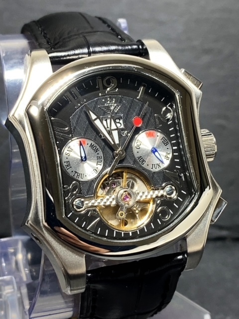 限定モデル 新品 DOMINIC ドミニク 正規品 腕時計 手巻き腕時計 秘密のからくりギミック搭載 レザーベルト アンティーク腕時計 ブラック_画像3