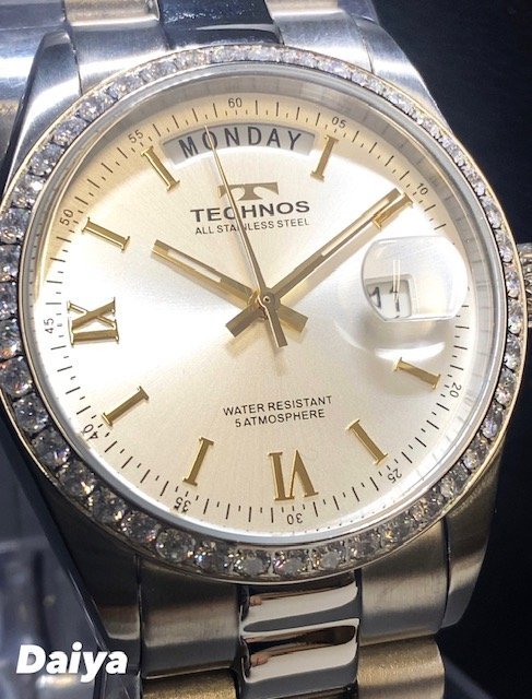 新品 腕時計 正規品 TECHNOS テクノス クオーツ アナログ腕時計 防水 カレンダー ステンレス シルバー シンプル ビジネス 3針 プレゼント_画像1