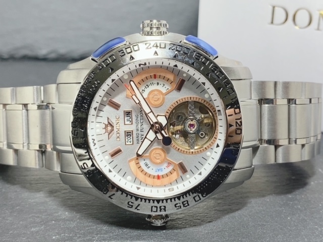 限定モデル 秘密のからくりギミック搭載 新品 DOMINIC ドミニク 正規品 腕時計 手巻き腕時計 ステンレスベルト アンティーク腕時計 メンズ_画像5