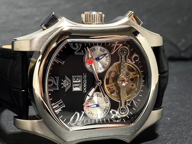限定モデル 新品 DOMINIC ドミニク 正規品 腕時計 手巻き腕時計 秘密のからくりギミック搭載 レザーベルト アンティーク腕時計 ブラック_画像7