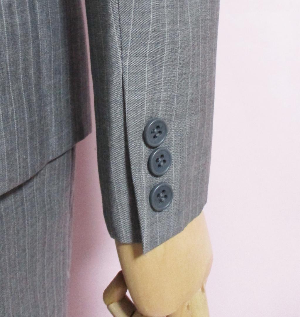 【COMME CA/コムサ】スカートスーツ　9　テーラードジャケット　スカート　セットアップ　グレー　ストライプ　お仕事　ビジネス　就活　_画像7