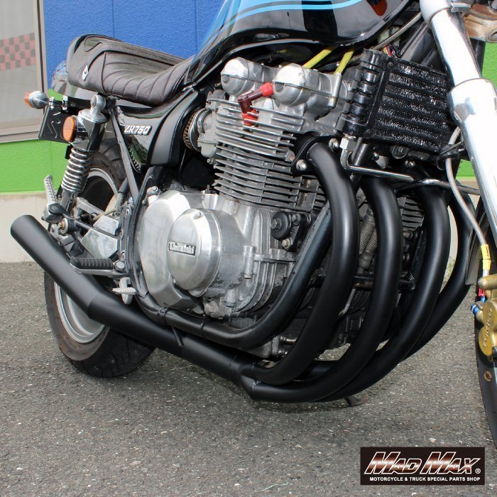 MADMAX製 KAWASAKI カワサキ ゼファー750/ゼファー750RS ブラック 手曲げ風ショート管マフラー/集合管 補修 修理 旧車 カスタム_画像5