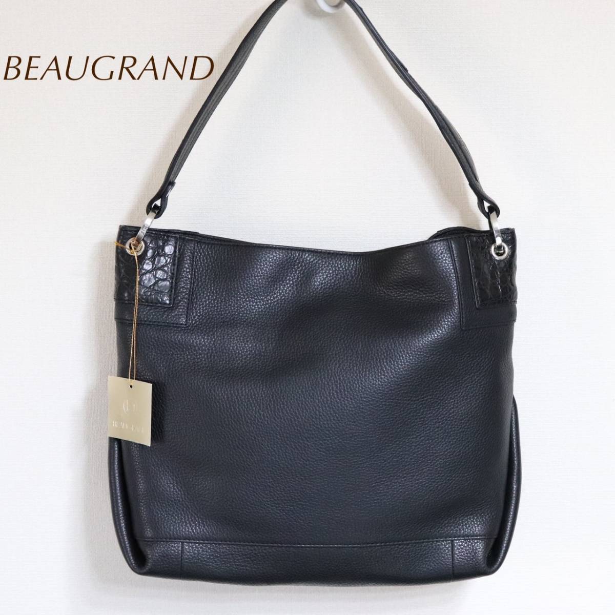 BEAUGRAND　ホークラン　トートバッグ　2way　ＪRA　クロコダイル　ブラック