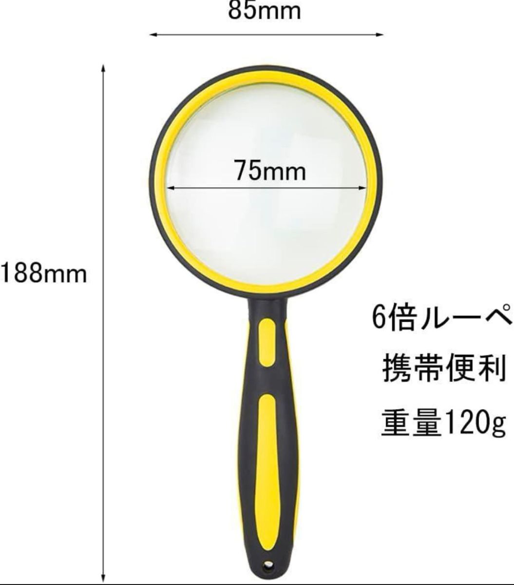 手持ちルーペ  虫眼鏡 拡大レンズ 10倍ルーペ レンズ径75mm 携帯 高倍率