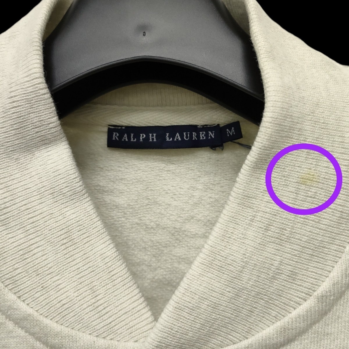 RALPH LAUREN / ラルフローレン レディース スウェットスタジャン ブルゾン ジャケット Mサイズ アイボリー I-3257_画像8