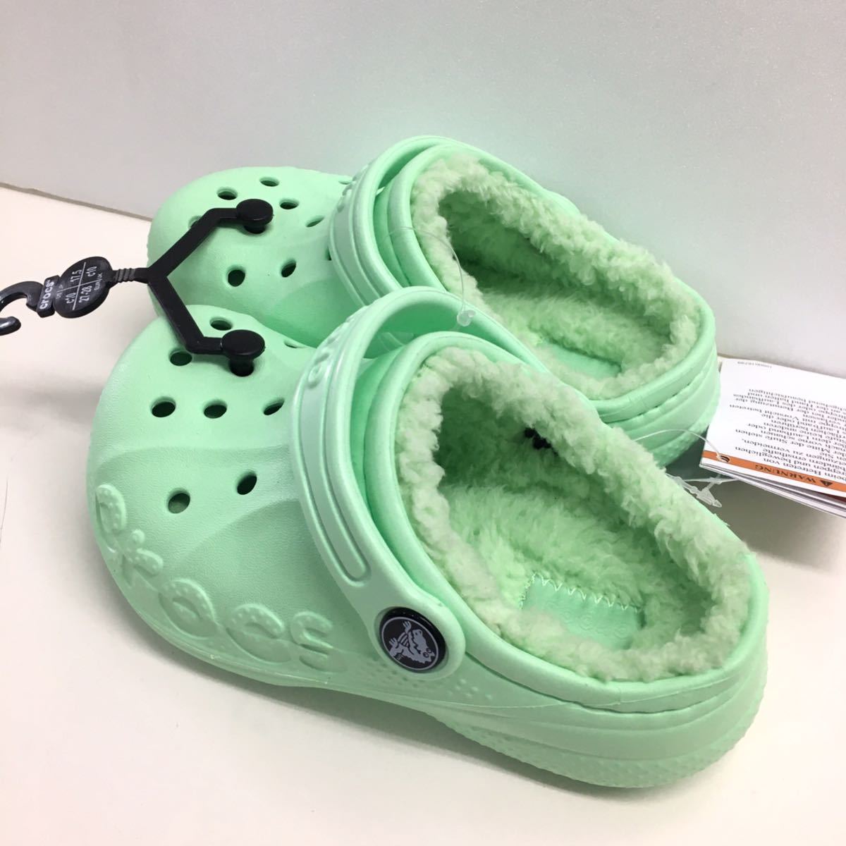  новый товар # Crocs CROCS Kids winter сабо Kids боа есть сандалии c10 17.5cm светло-зеленый 