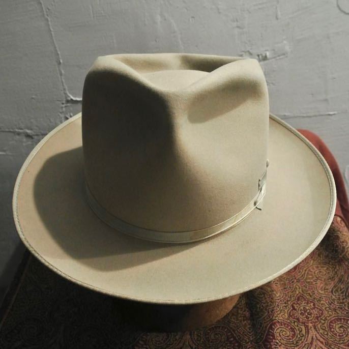 50s VINTAGE Mallory 7 1/8 Vintage maro Lee 57cm gray justetson ste toson open load we Stan hat silver Berry beige 