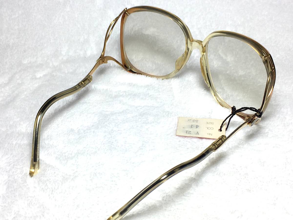 デッドストック Versailles サングラス バタフライ 眼鏡 V21 ブラウン 大ぶり 未使用 セル メタル コンビフレーム ビンテージ レディースの画像4