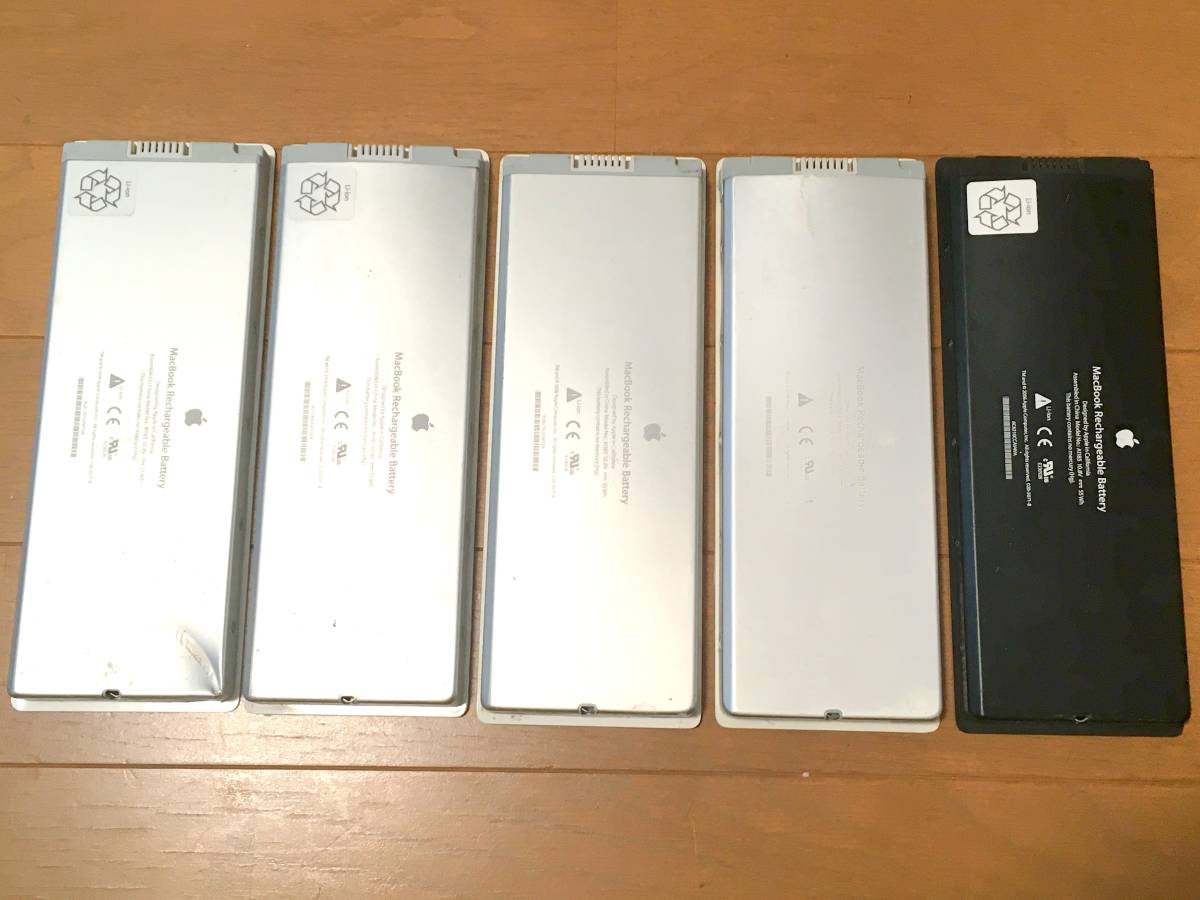 Apple MacBook A1181 用 バッテリー 未確認 ジャンク 5個セット 難 中古 A1185 10.8V 電池 ノート 白 黒 シロマック 部品 パーツの画像4