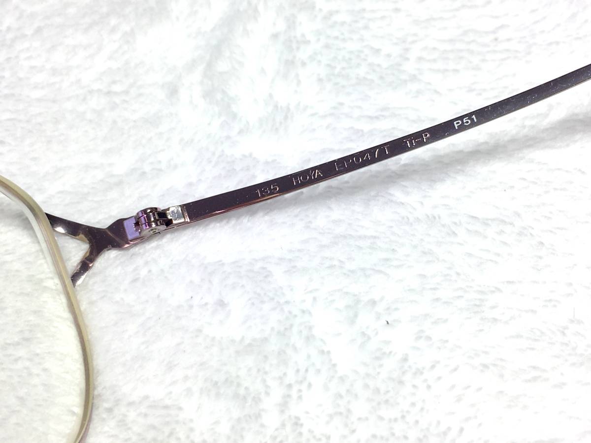 HOYA 日本製 レディース 眼鏡 チタン EP047T P51 バタフライ シルバー 装飾 傷少め 中古 メタル フレーム メガネ ホヤ_画像7