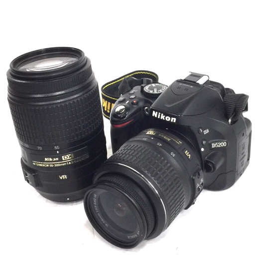 1円 Nikon D5200 AF-S DX NIKKOR 18-55mm 1:3.5-5.6 G VR 55-300mm 1:4.5-5.6 G ED デジタル一眼レフ カメラ C181729_画像1