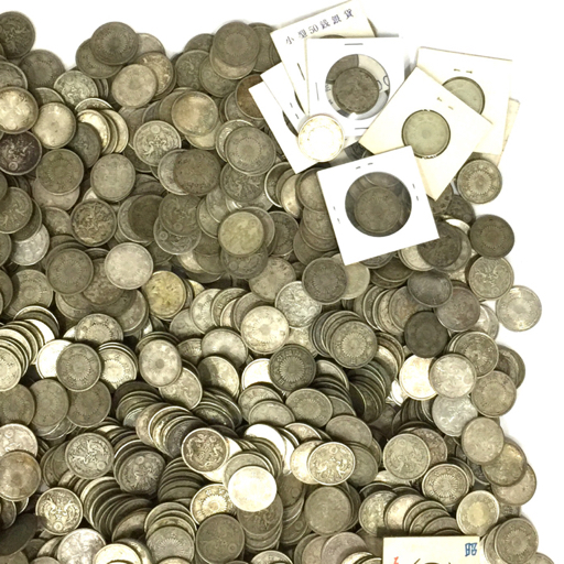 1円 旧日本銀貨 小型50銭 古銭 古硬貨 古コイン アンティーク レトロ 総重量約7.6kg まとめ セット_画像3