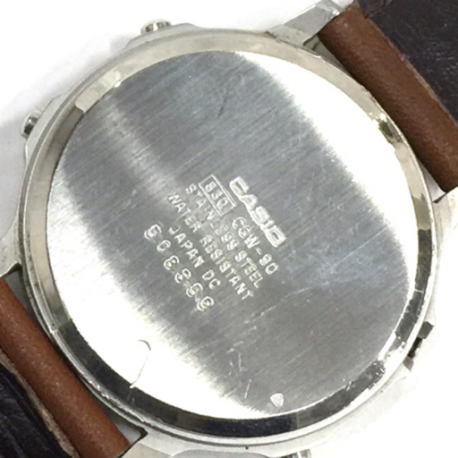 1円 カシオ 腕時計 CGW-90 コスモフェイズ ラウンド デジタル クォーツ メンズ 社外レザーベルト 稼働 CASIO_画像2