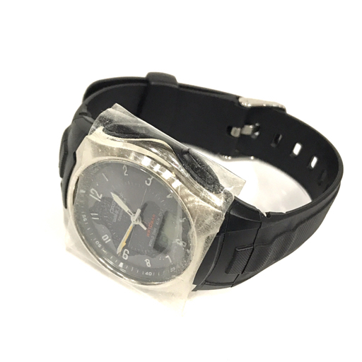 カシオ ウェーブセプター WVA-430J ネイビー文字盤 ソーラー 腕時計 稼働品 付属品あり ファッション小物 CASIO_画像5