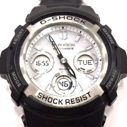 カシオ Gショック マルチバンド6 タフソーラー 腕時計 AWG-M100S ホワイト文字盤 稼働品 付属品あり QR124-4_画像1