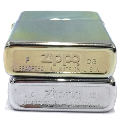 送料360円 ジッポー オイルライター 喫煙具 Zi ロゴ / 無地 サイズ約5.5×3.8cm 計2点 セット ZIPPO 同梱NG_画像5