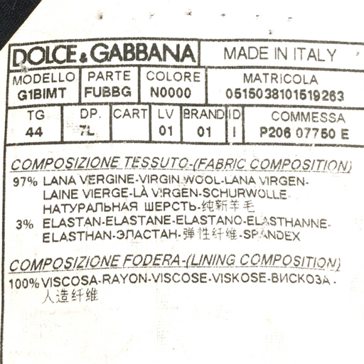 ドルチェ&ガッバーナ サイズ44 スーツ セットアップ ジャケット パンツ ブラック メンズ DOLCE&GABBANA_画像6