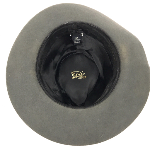 テシ サイズ 61 中折れ帽 ハット 帽子 イタリア製 ファッション小物 服飾小物 メンズ グレー×ブラック系 Tesi_画像5