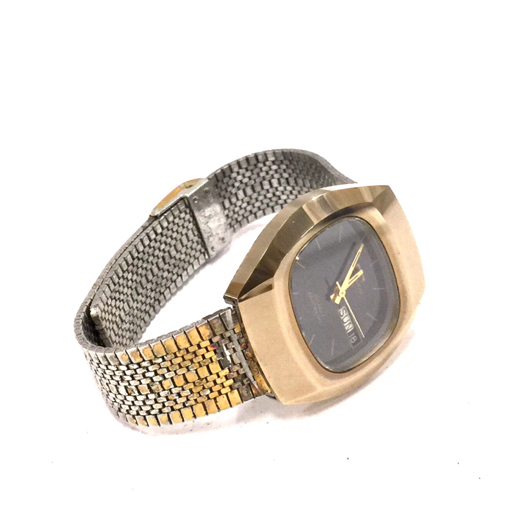 テクノス ボラゾン デイデイト 自動巻き オートマチック 腕時計 メンズ ジャンク品 ブラック文字盤 TECHNOS QR124-6_画像6