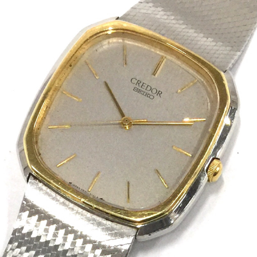 セイコー 腕時計 CREDOR クレドール 5931-5161 スクエア コンビカラー クォーツ メンズ 純正ベルト 稼働 SEIKO_画像1