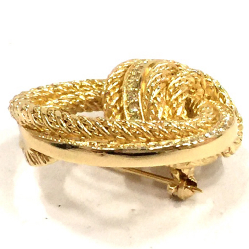 クリスチャン ディオール ブローチ ロープモチーフ ストーン ゴールドカラー 直径約3.3cm アクセサリー Dior_画像3