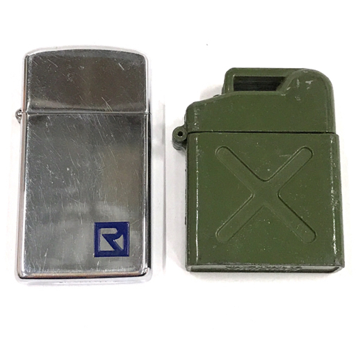 送料360円 ジッポー オイルライター Rロゴ スリムタイプ シルバーカラー 約5.5×3cm ZIPPO 他 喫煙具 計2点 同梱NG_画像1