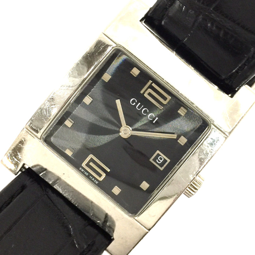 グッチ クォーツ 腕時計 7700M ブラック文字盤 未稼働品 純正ベルト ファッション小物 GUCCI_画像1