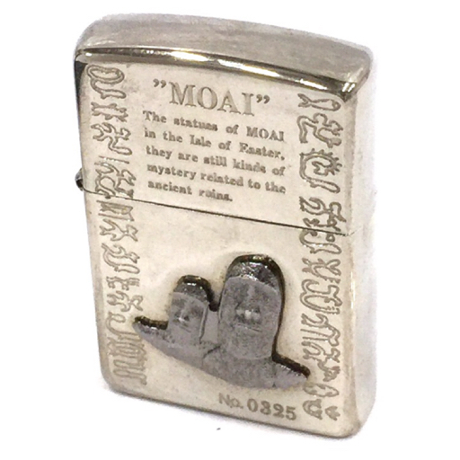 1円 ジッポー オイルライター モアイ MOAI No.0325 シルバーカラー 約5.5×3.8cm キーホルダー 等 付属 ZIPPO_画像2