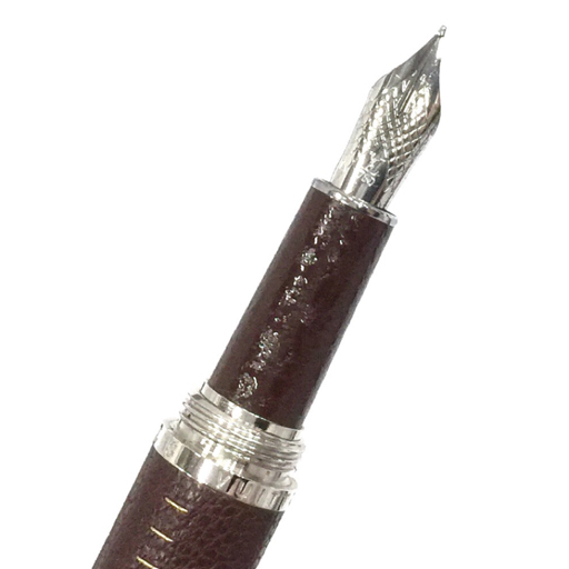 ルイヴィトン ドックキュイール レザー 万年筆 ペン先 750 カートリッジ 茶 シルバーカラー LOUIS VUITTON A9926_画像5