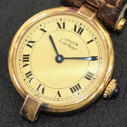 カルティエ ヴェルメイユ 925 クォーツ 腕時計 レディース 純正ベルト 未稼働品 付属品あり ブランド小物 Cartier_画像1