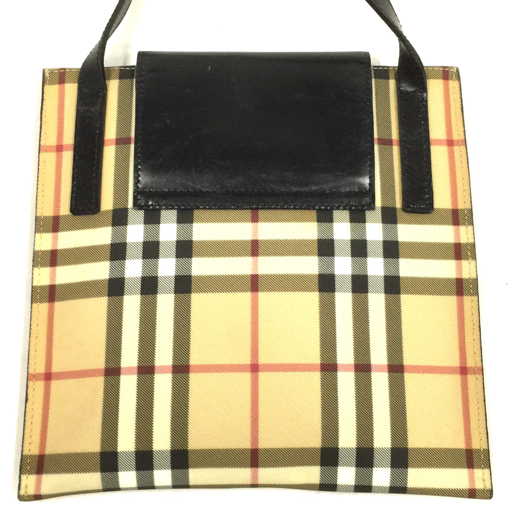 バーバリー ロンドン ショルダーバッグ スクエア ノバチェック柄 マグ開閉 PVC レザー BURBERRY QR011-400_画像2