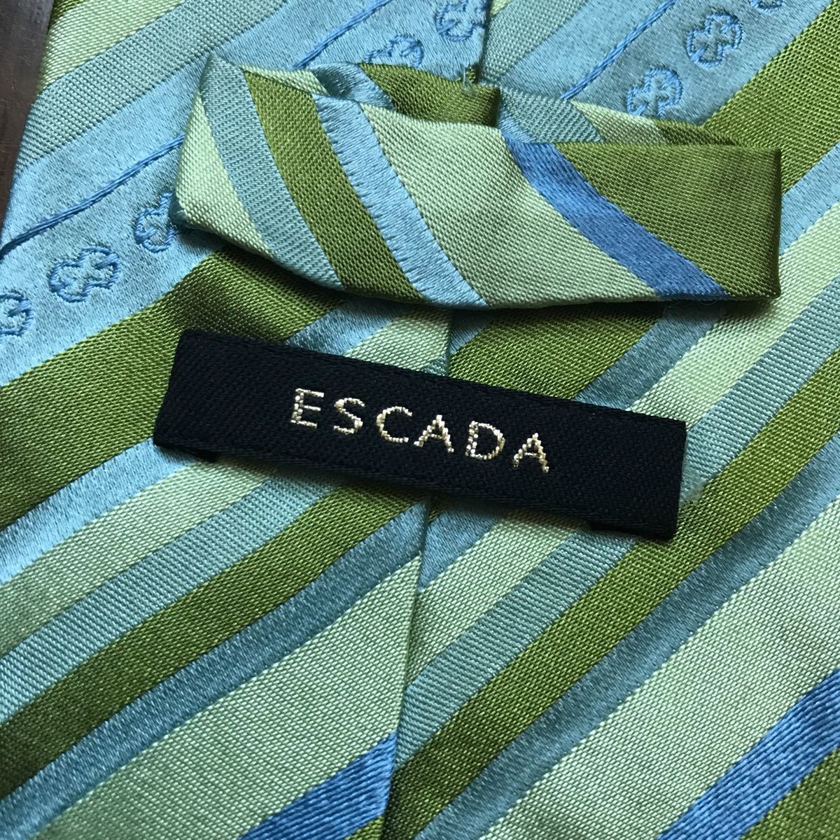 ESCADA エスカーダ ネクタイ グリーン ストライプ_画像7