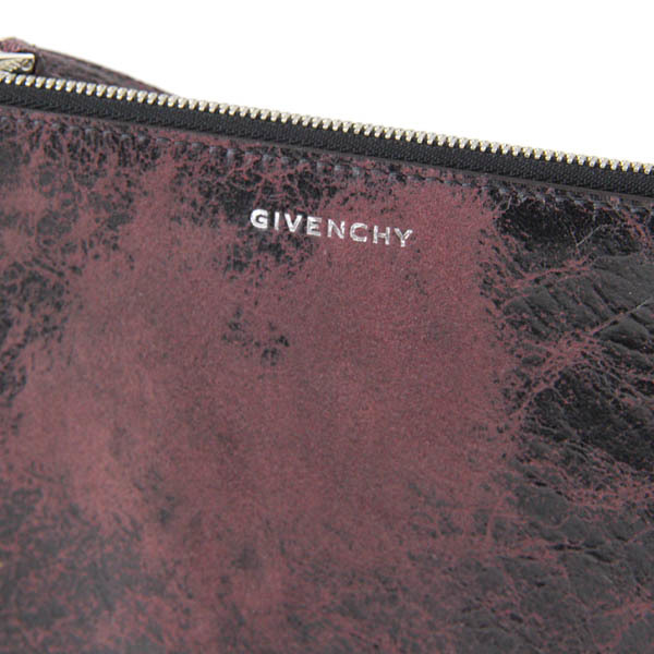 GIVENCHY/ジバンシィ フラットポーチ ミニクラッチバッグ レザー 本革 メンズ レディース 黒 ボルドー [NEW]★52HC80_画像2