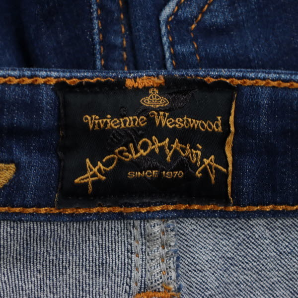 Vivienne Westwood ANGLOMANIA/ Vivienne Westwood Anne Glo любитель Denim брюки обтягивающий 24 XS [NEW]*51GB22