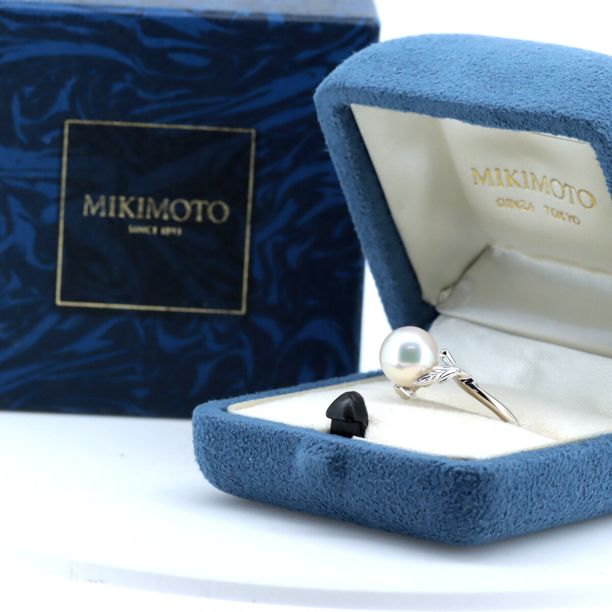  Mikimoto жемчуг кольцо кольцо 8.5 мм 12 номер K18WG(18 золотой белое золото ) ломбард лот 