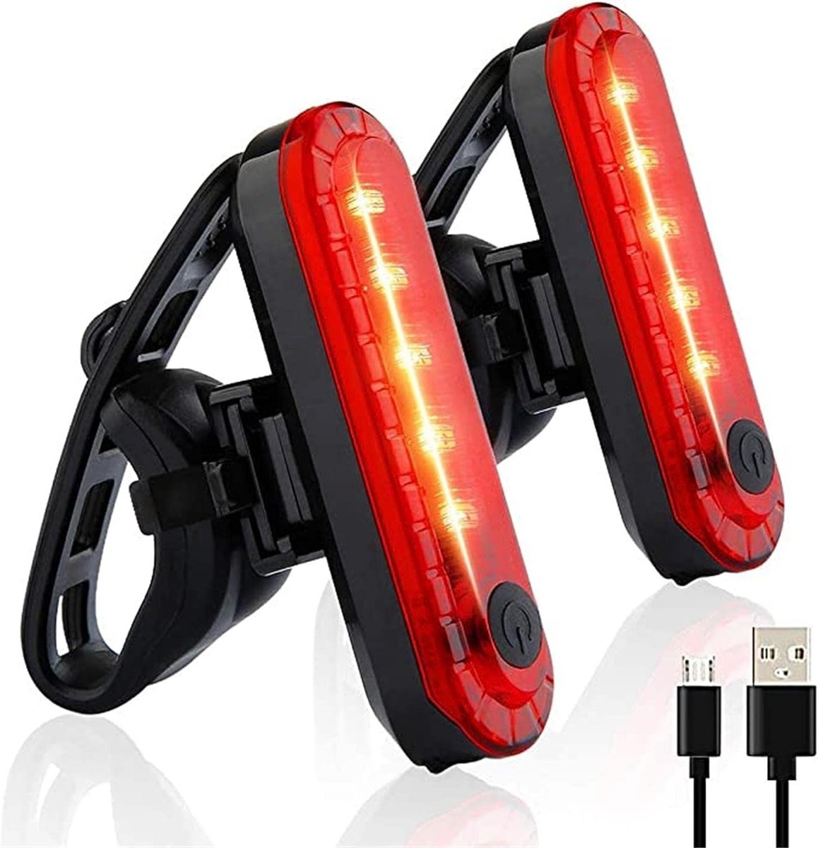 【2個セット】自転車 テールライト 4点灯モード USB充電式 LEDランプ 安全警告ランプ 簡単装着_画像1