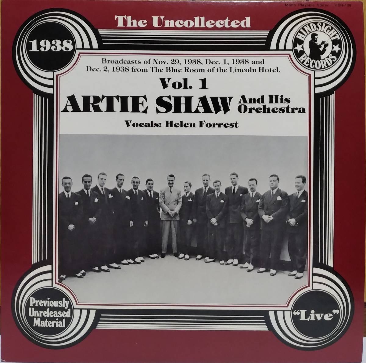 ☆LP Artie Shaw and His Orchestra / Vol.1 1938 US盤 HSR-139 ☆_画像1