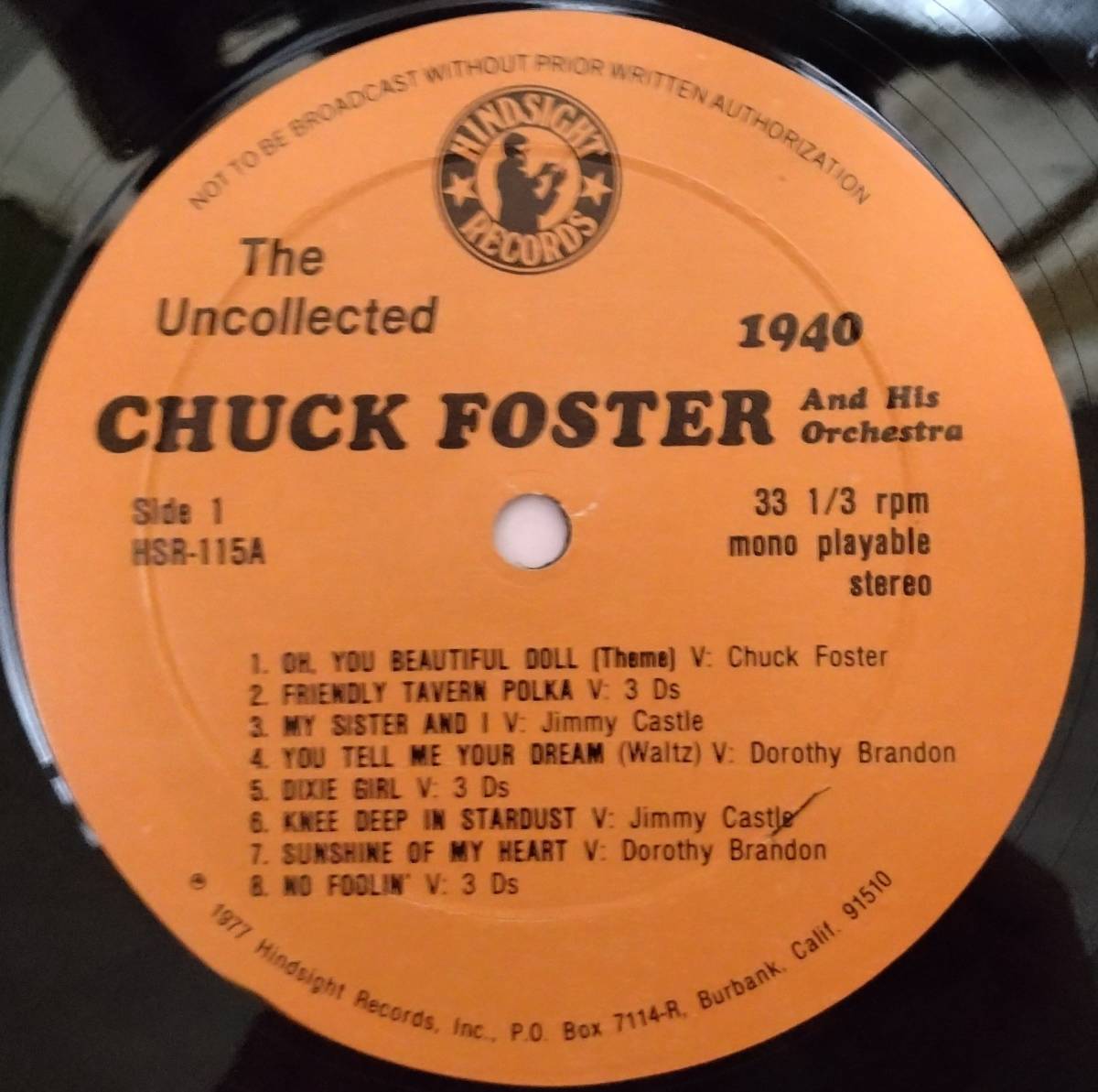 ☆LP Chuck Foster and His Orchestra / 1940 US盤 HSR-115 ☆_画像3