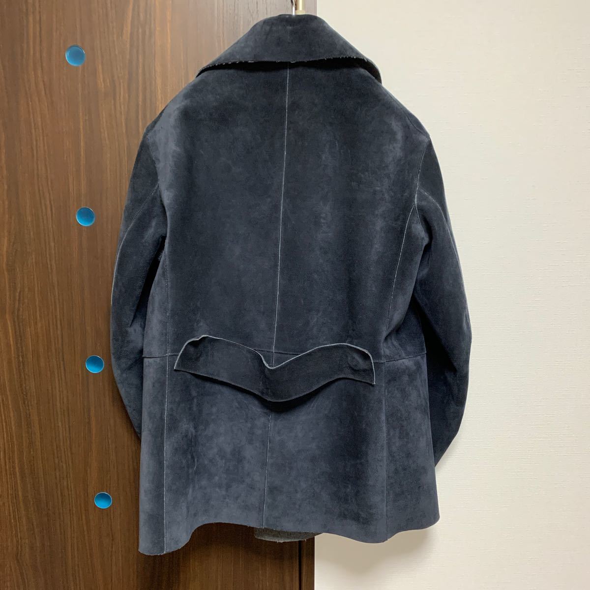 ７０万円　ジルサンダー　jil sander Ｐコート　スエード スウェードピーコート ネイビー ジャケット_画像2