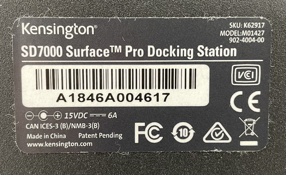 Kensington SD7000 Surface Pro Docking Station サーフェス プロ ドッキングステーション 4, 5, 6, 7, 7+対応 動作未確認 現状品 札幌市_画像8